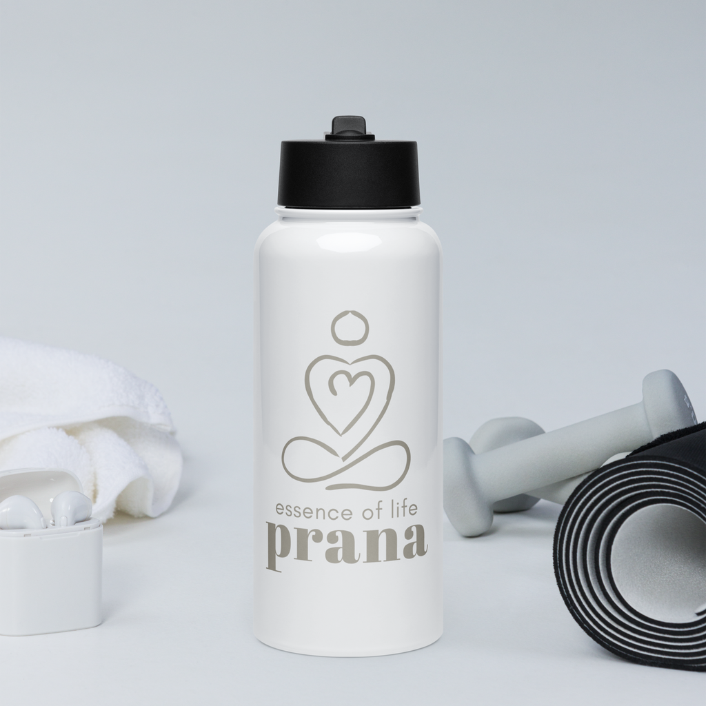 Stainless steel water bottle with a straw lid : Prana