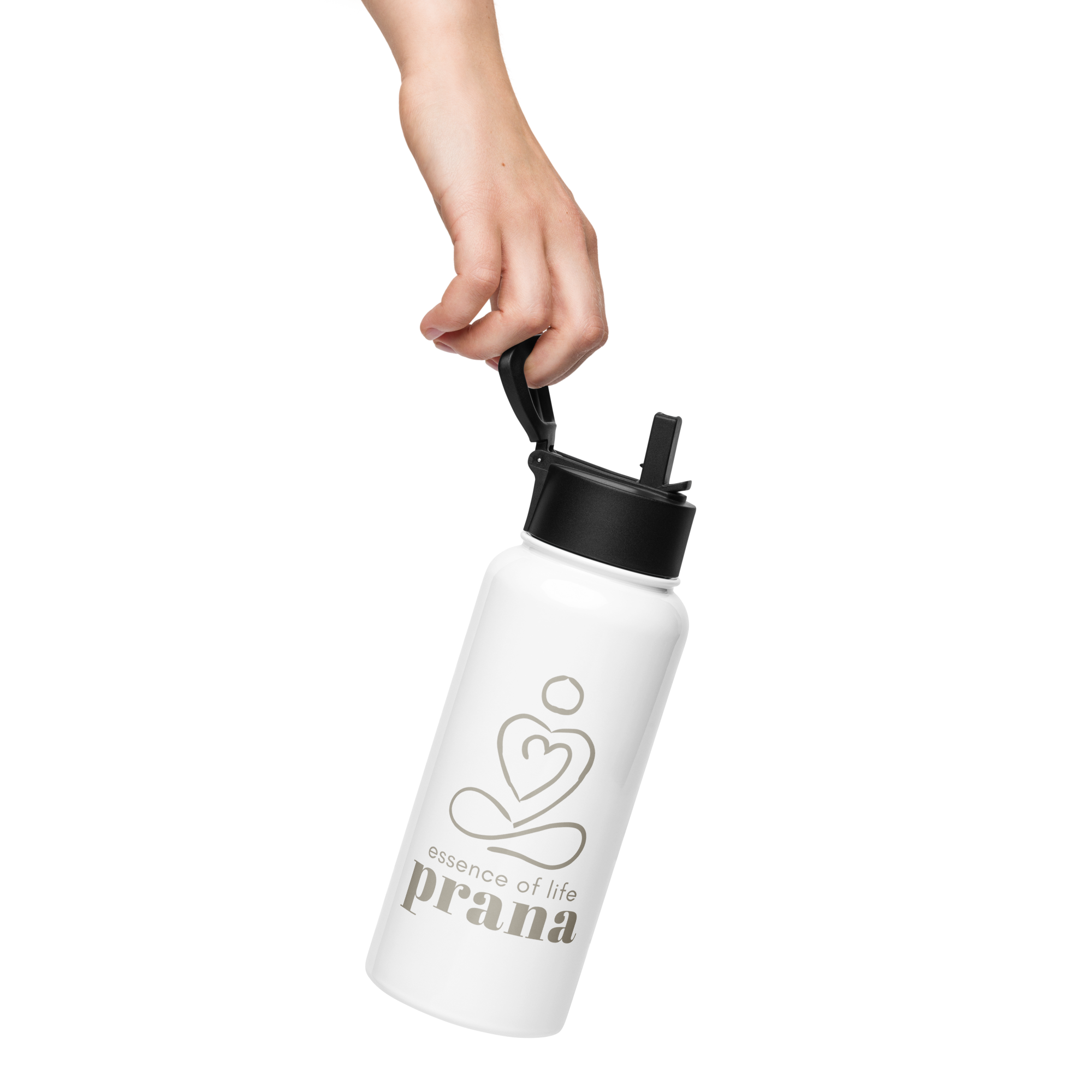 Stainless steel water bottle with a straw lid : Prana