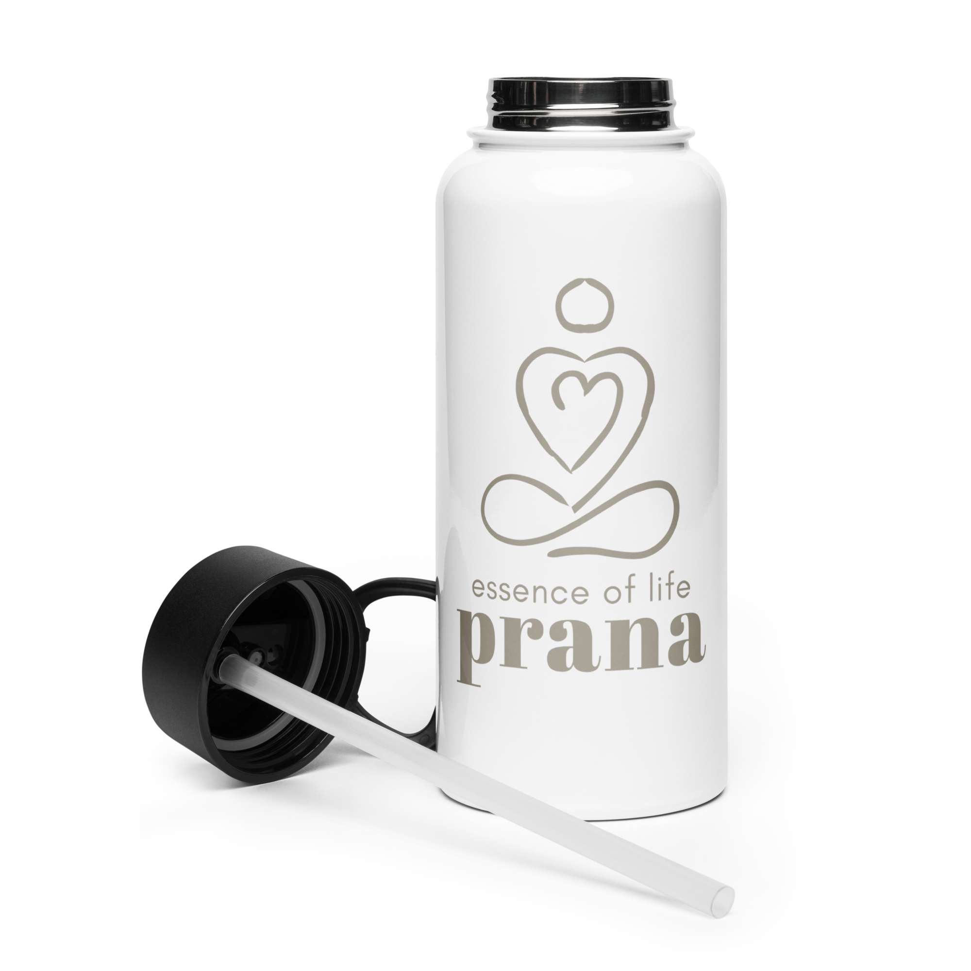 Stainless steel water bottle with a straw lid : Prana