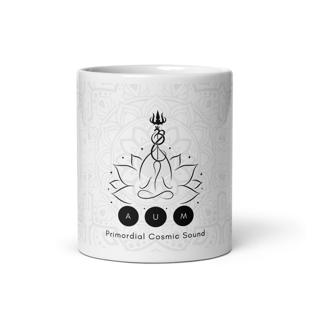 AUM - Primordial Cosmic Sound White glossy mug