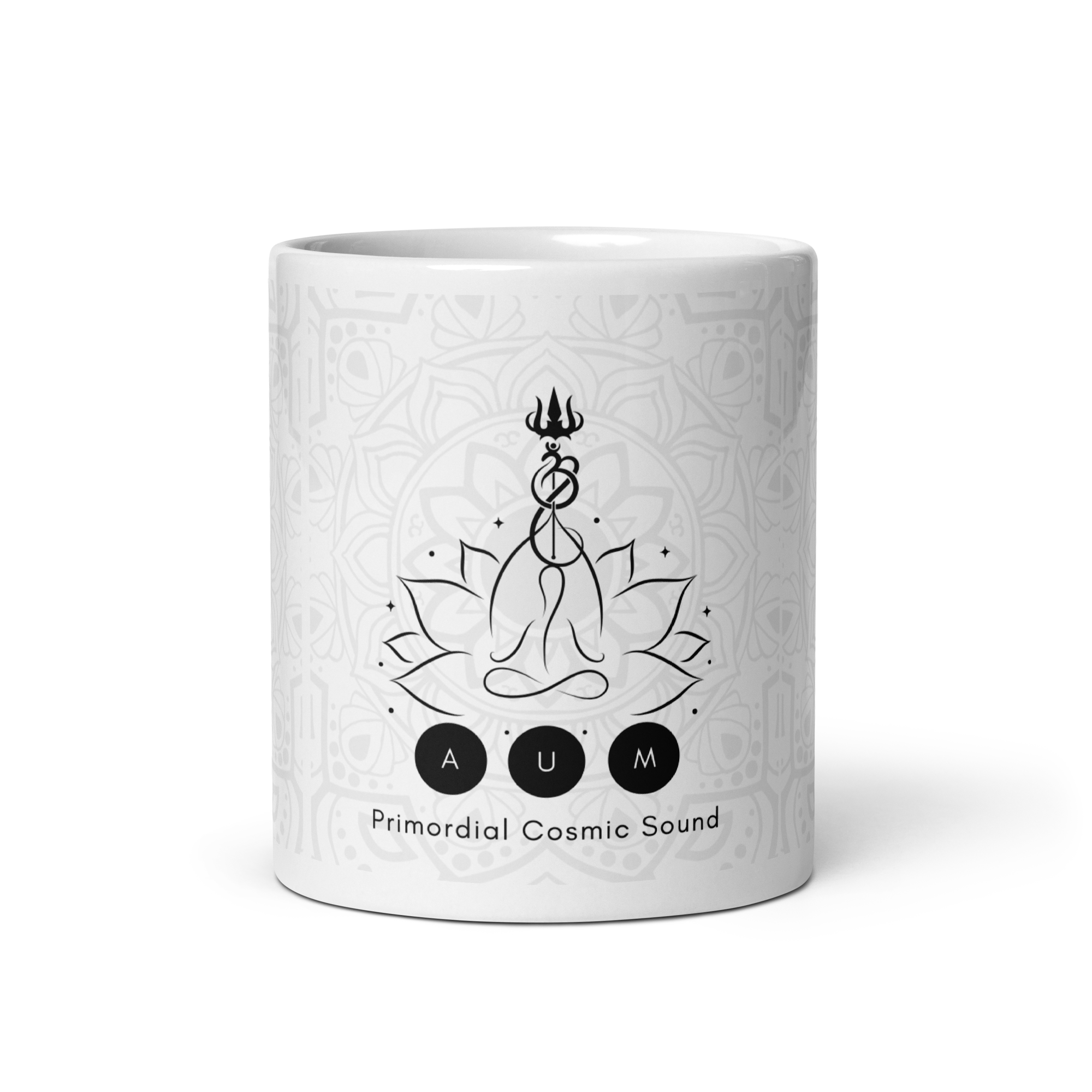 AUM - Primordial Cosmic Sound White glossy mug