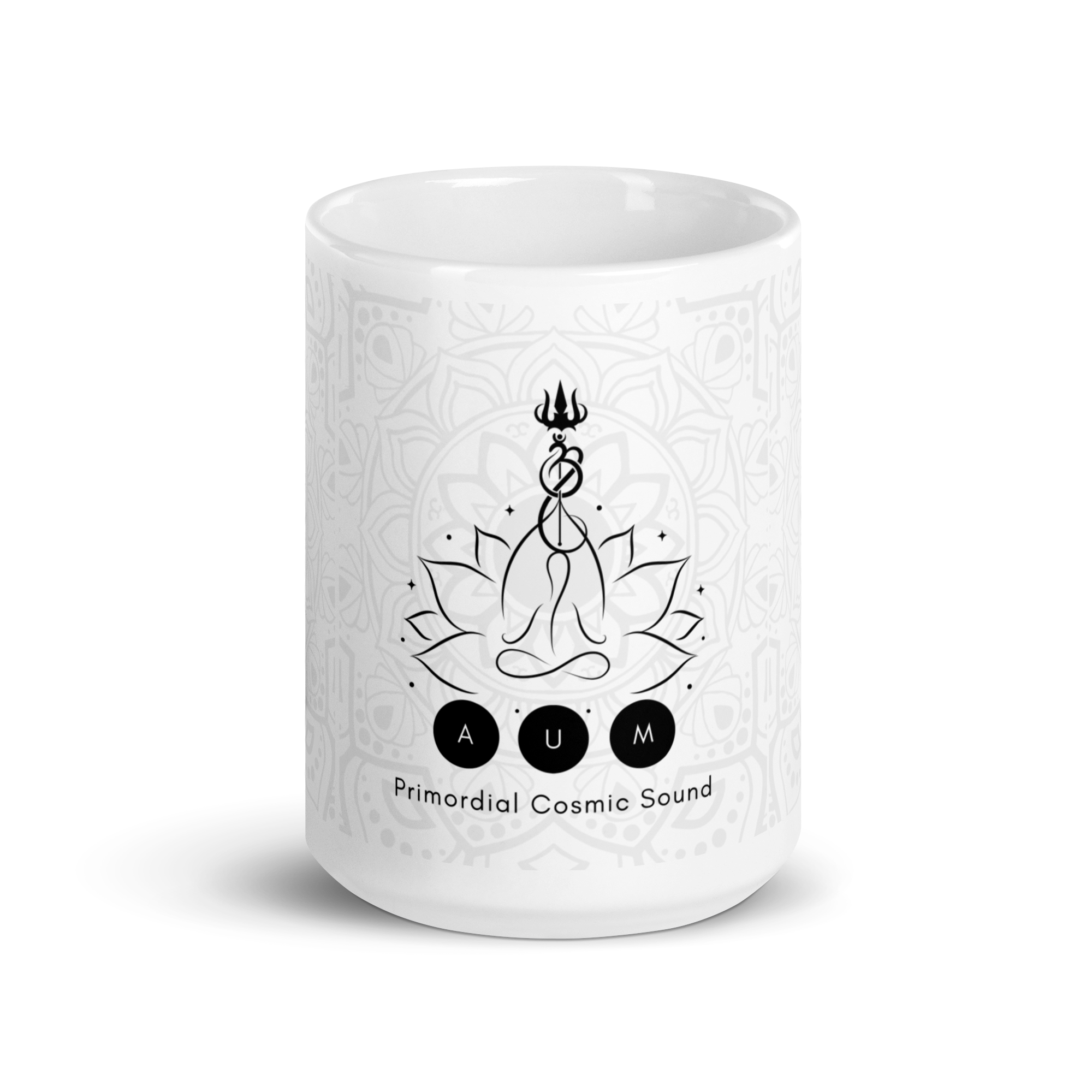 AUM - Primordial Cosmic Sound White glossy mug