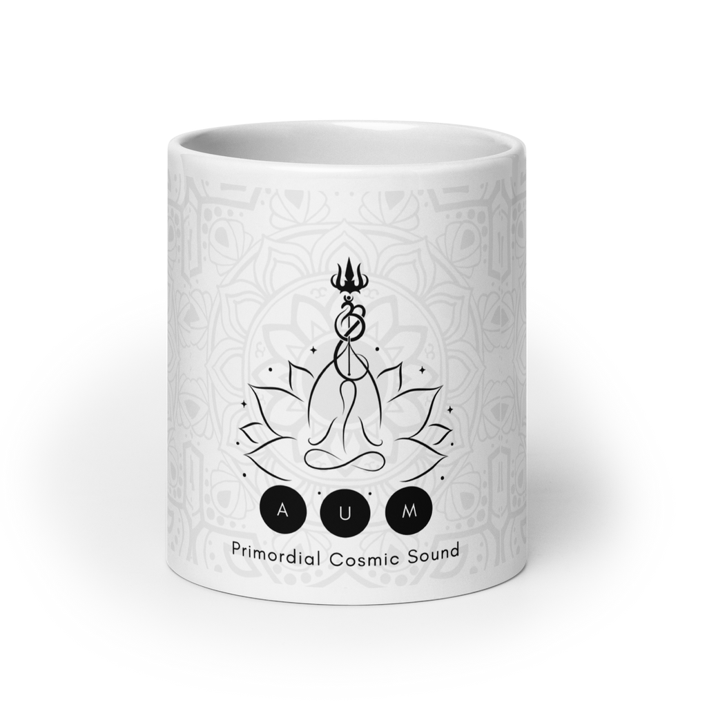 AUM - Primordial Cosmic Sound White glossy mug
