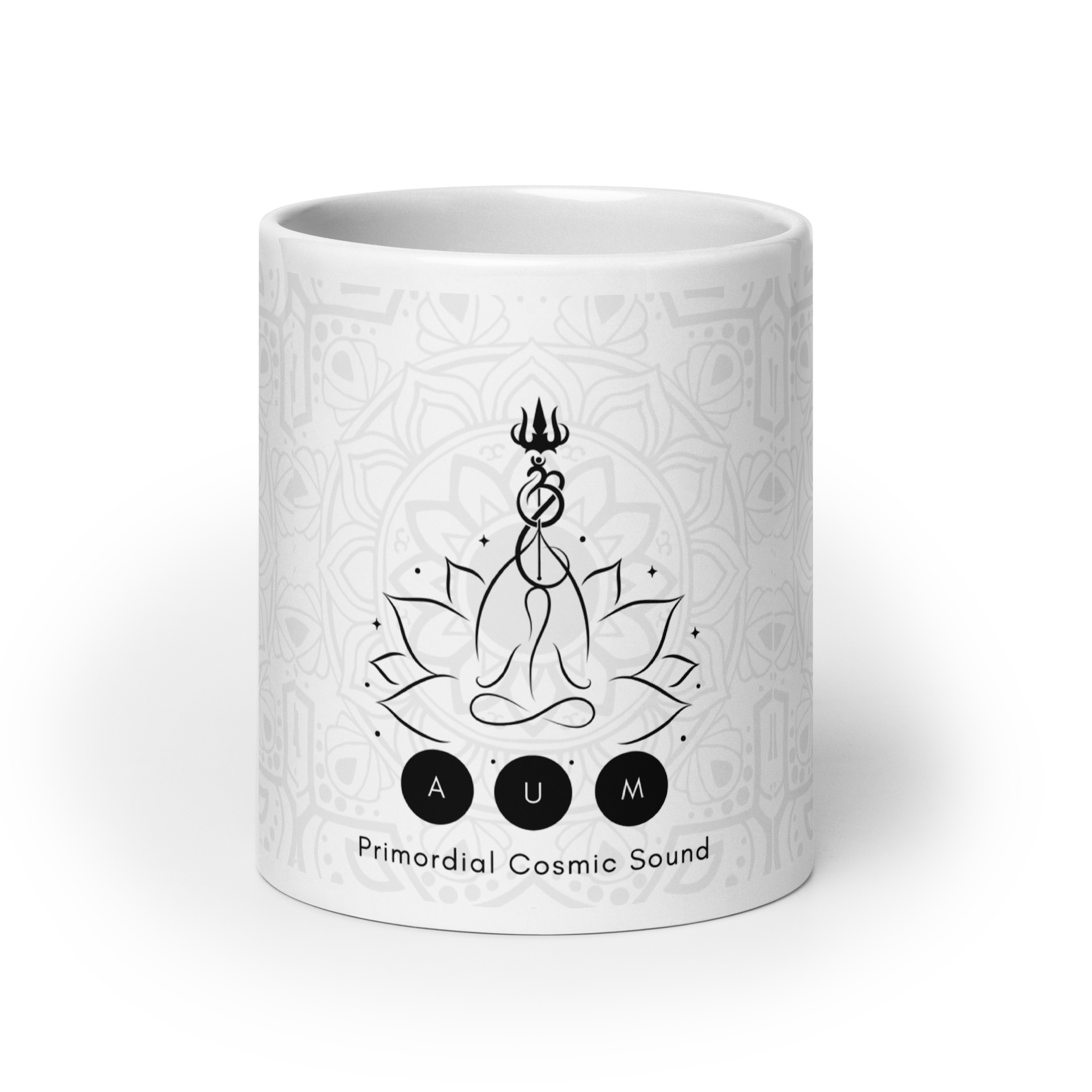 AUM - Primordial Cosmic Sound White glossy mug
